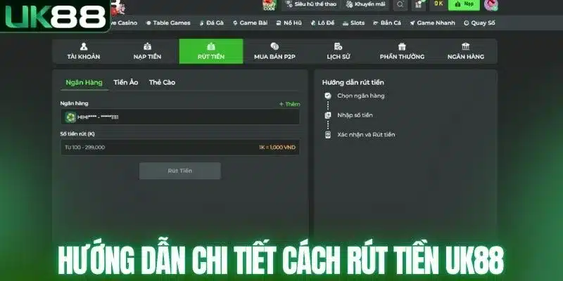 Quy Trình Rút Tiền UK88 Chi Tiết, Thành Công 100%